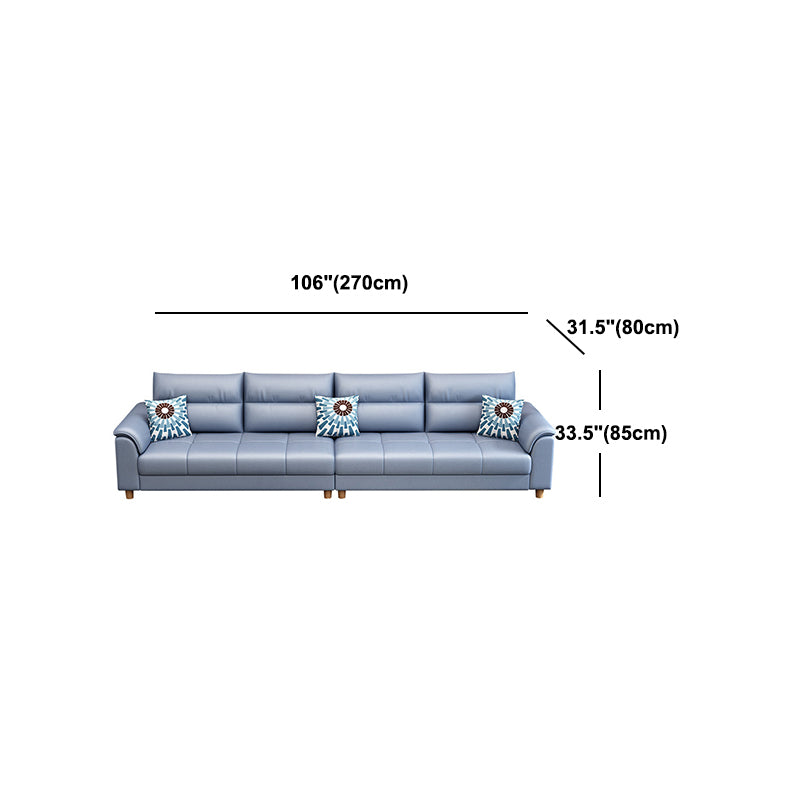 Scandinavian Blue Faux Leather Pillow Top Arm Sofa/Sectionals with Wear-Resistant