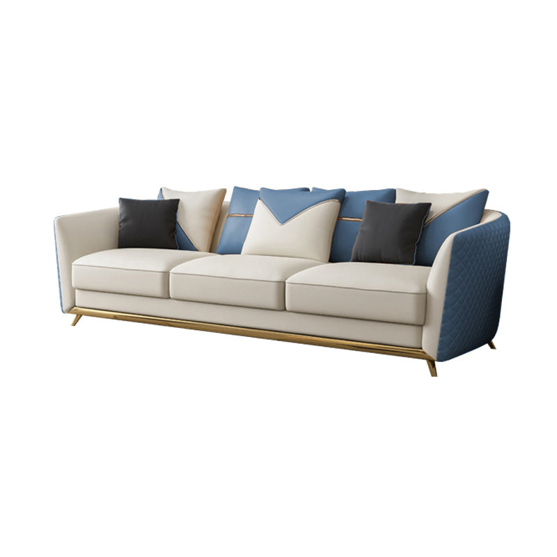 Leather Tuxedo Arm Sectional Sofa 29.53"High Modern Cushion Back Sofa