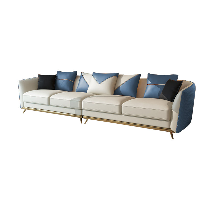 Leather Tuxedo Arm Sectional Sofa 29.53"High Modern Cushion Back Sofa