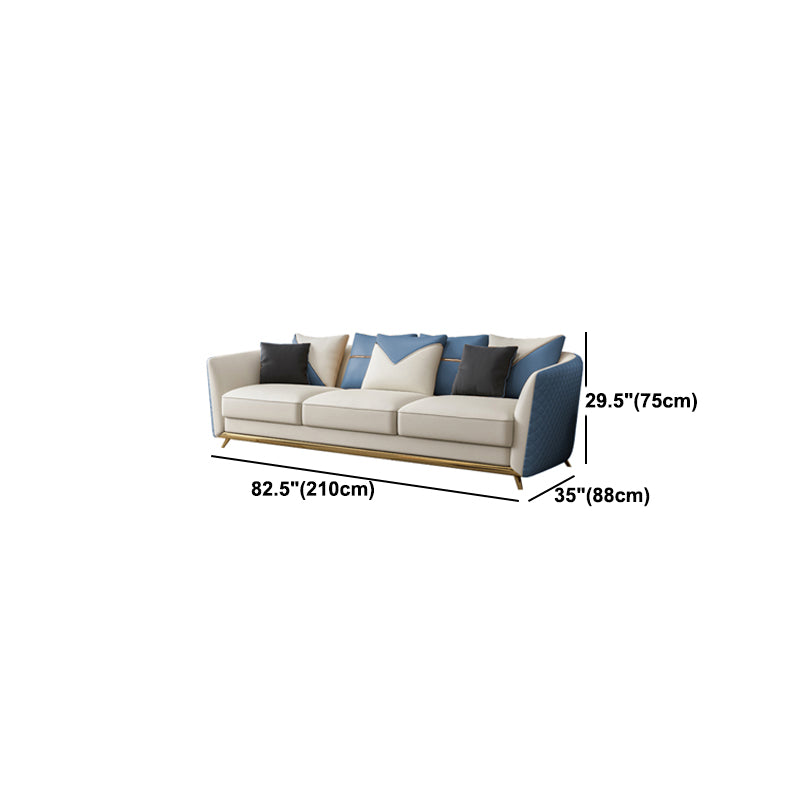 Leather Tuxedo Arm Sectional Sofa 29.53"High Modern Cushion Back Sofa