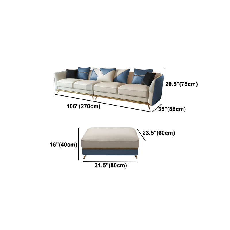 Leather Tuxedo Arm Sectional Sofa 29.53"High Modern Cushion Back Sofa