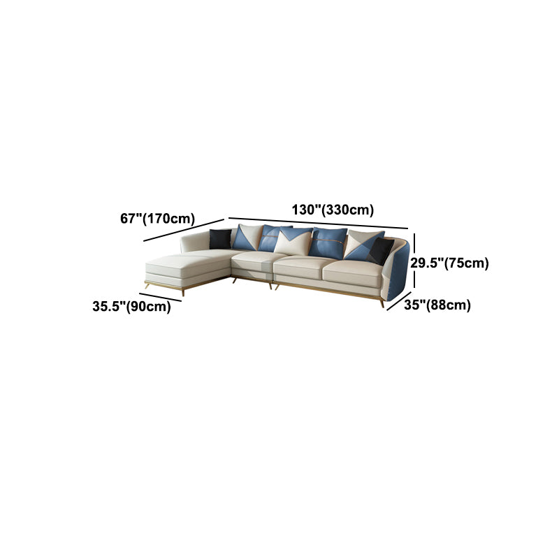 Leather Tuxedo Arm Sectional Sofa 29.53"High Modern Cushion Back Sofa