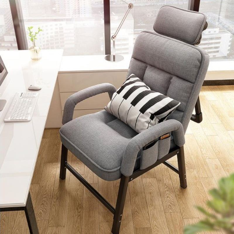 Modern Style Home Office Chair Adjustable Back Working Chair No Wheels