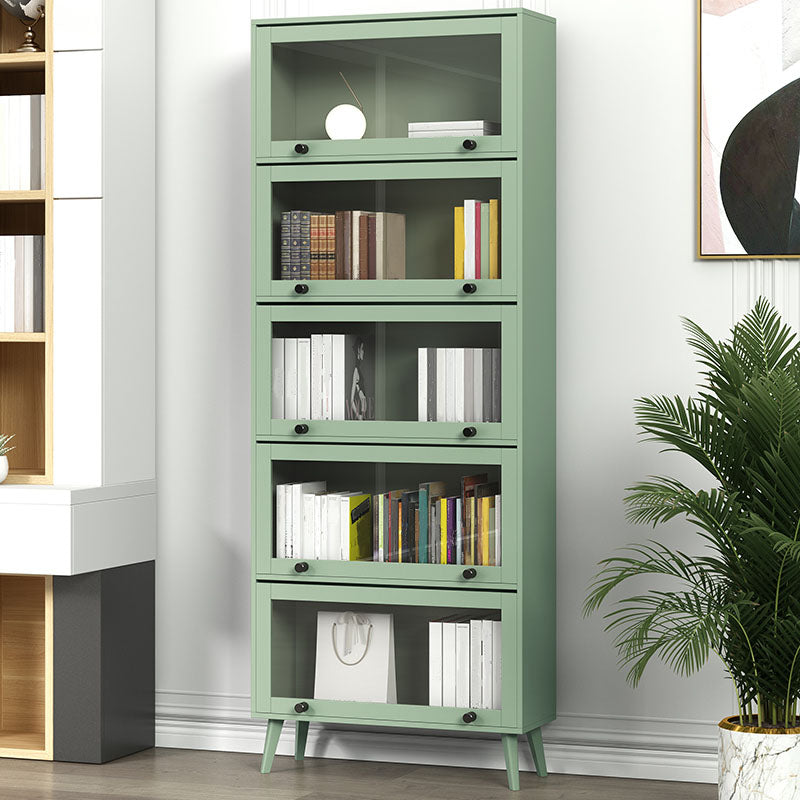 Modern Style Bookcase Closed Back Bookshelf with Glass Door for Home Office