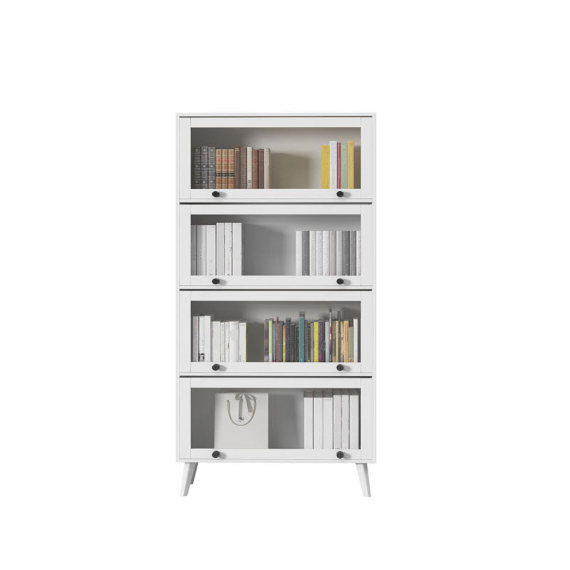 Modern Style Bookcase Closed Back Bookshelf with Glass Door for Home Office