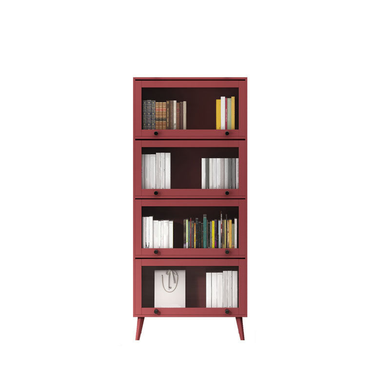 Modern Style Bookcase Closed Back Bookshelf with Glass Door for Home Office