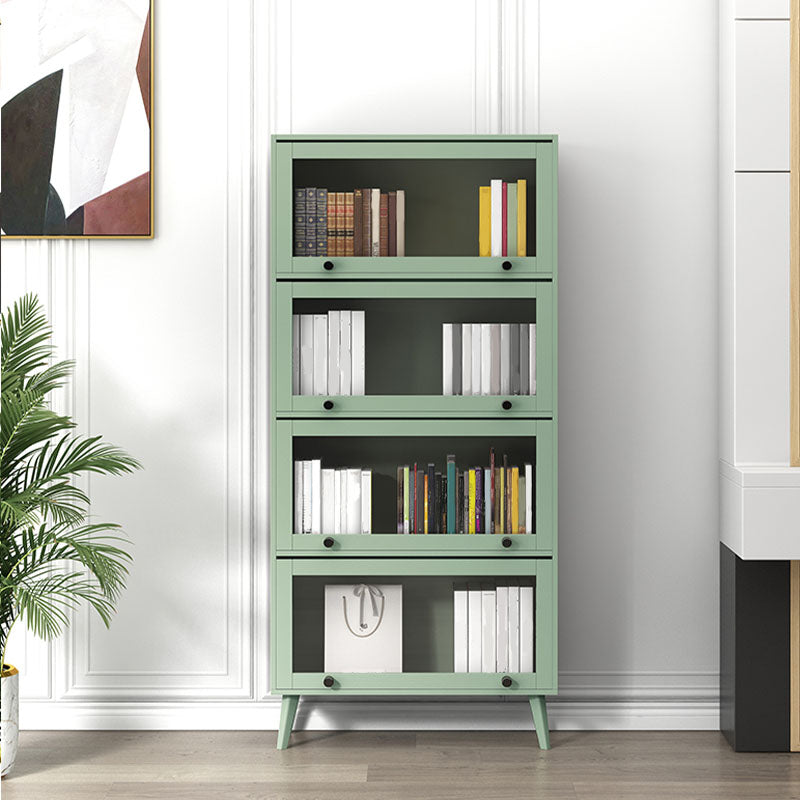 Modern Style Bookcase Closed Back Bookshelf with Glass Door for Home Office
