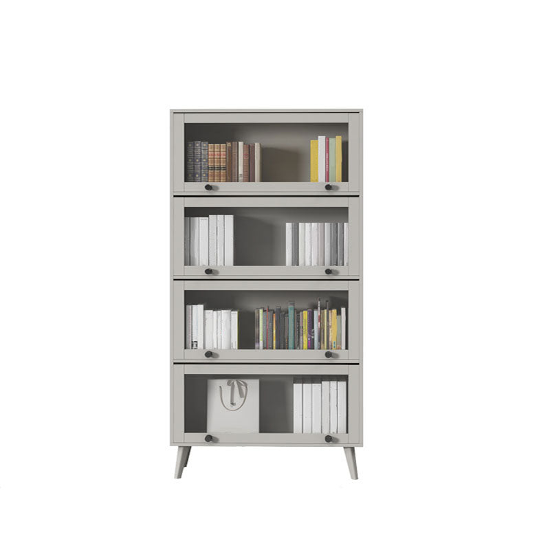 Modern Style Bookcase Closed Back Bookshelf with Glass Door for Home Office