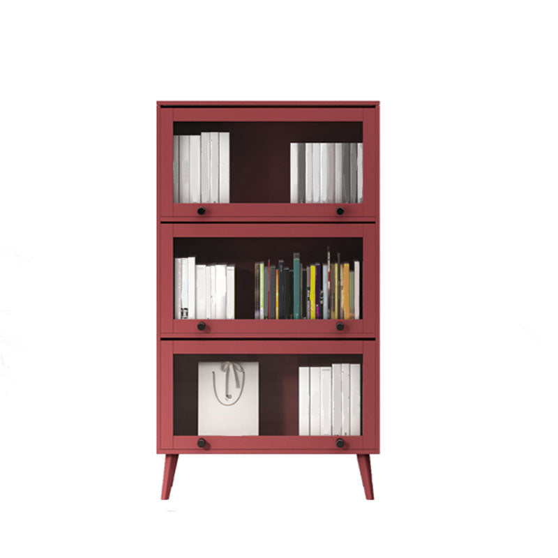 Modern Style Bookcase Closed Back Bookshelf with Glass Door for Home Office