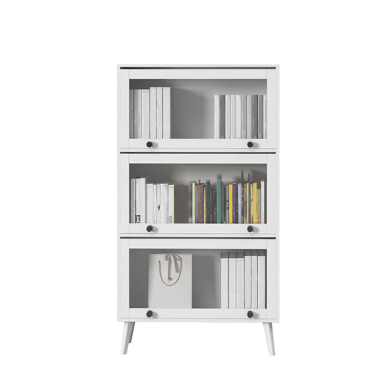 Modern Style Bookcase Closed Back Bookshelf with Glass Door for Home Office