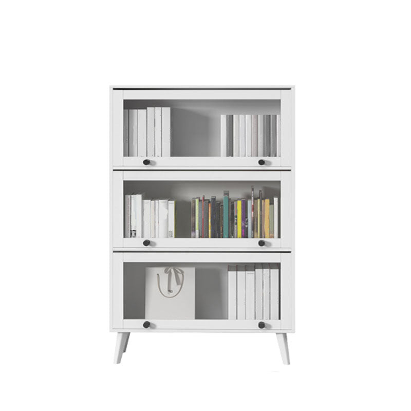 Modern Style Bookcase Closed Back Bookshelf with Glass Door for Home Office
