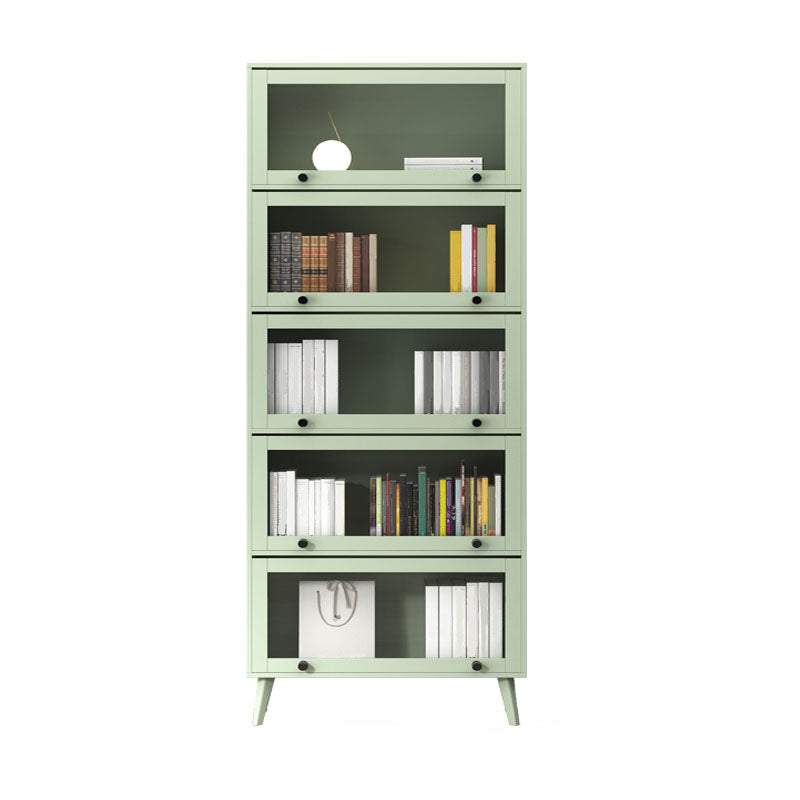 Modern Style Bookcase Closed Back Bookshelf with Glass Door for Home Office