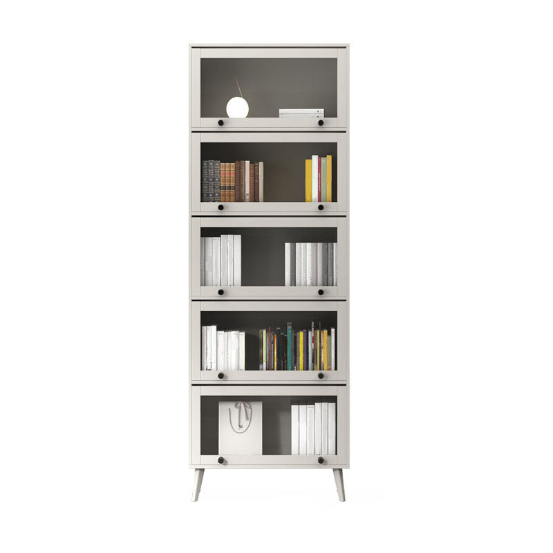 Modern Style Bookcase Closed Back Bookshelf with Glass Door for Home Office