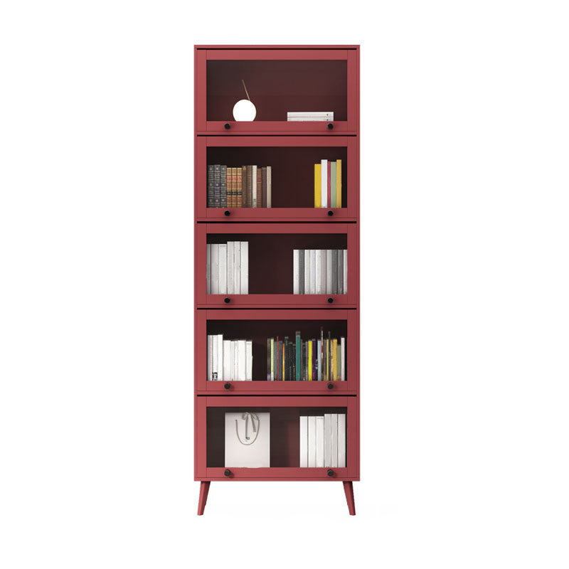 Modern Style Bookcase Closed Back Bookshelf with Glass Door for Home Office