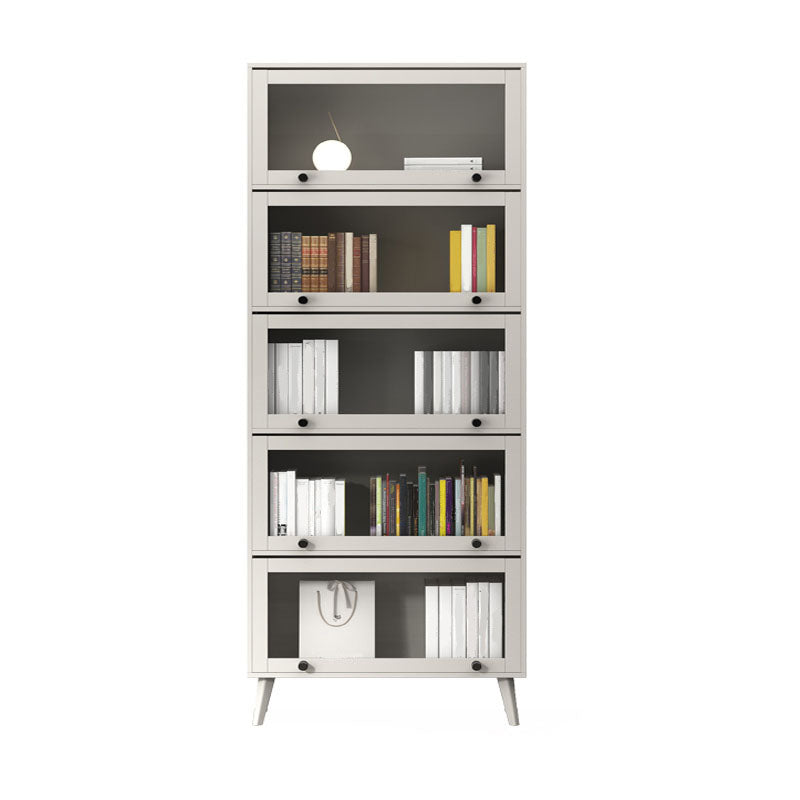 Modern Style Bookcase Closed Back Bookshelf with Glass Door for Home Office