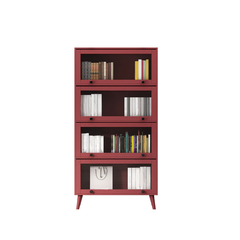Modern Style Bookcase Closed Back Bookshelf with Glass Door for Home Office