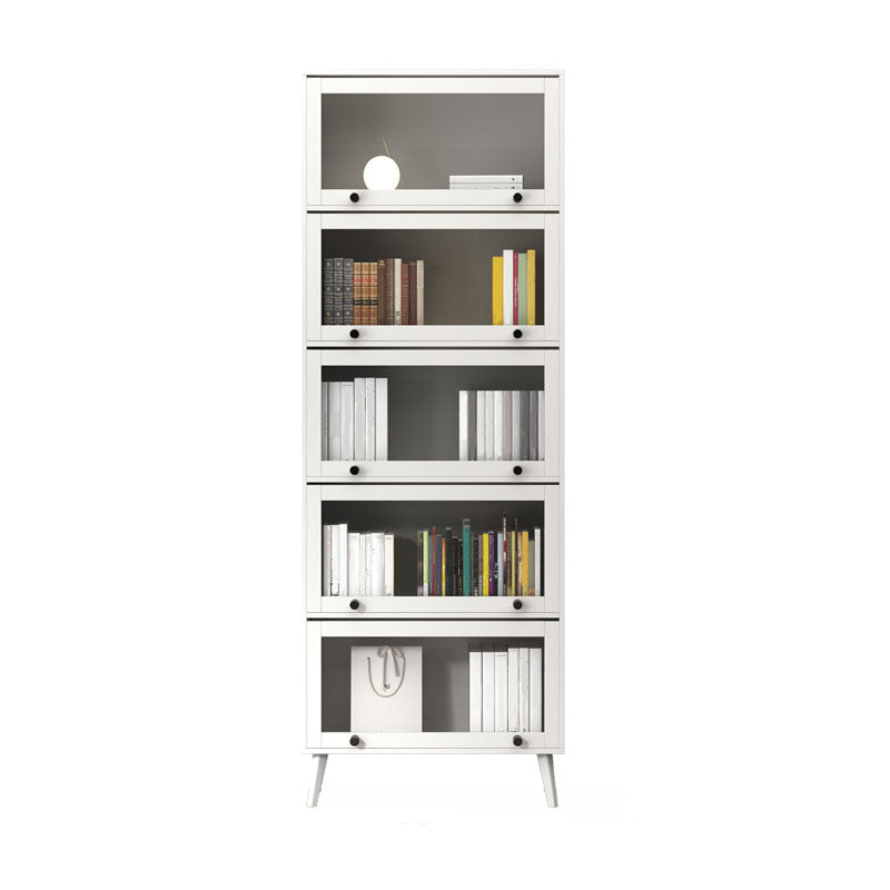 Modern Style Bookcase Closed Back Bookshelf with Glass Door for Home Office