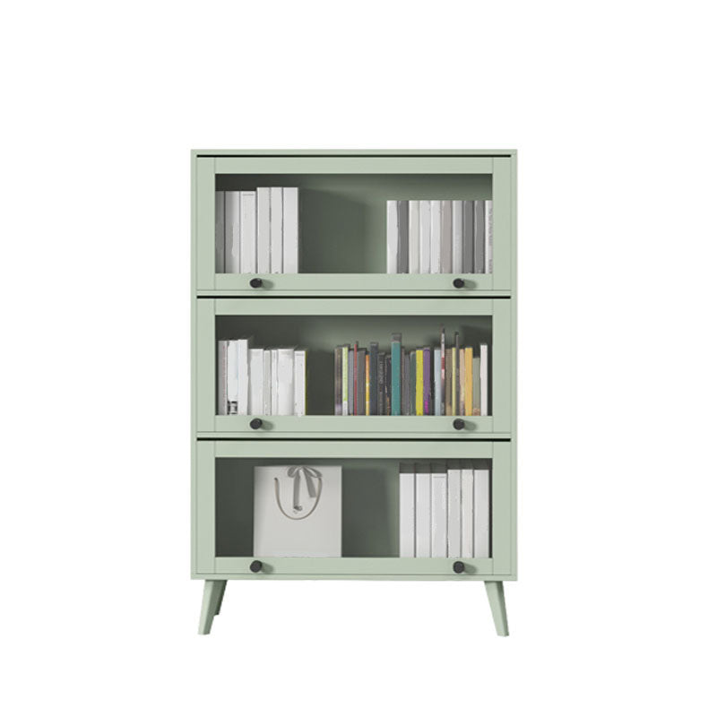 Modern Style Bookcase Closed Back Bookshelf with Glass Door for Home Office