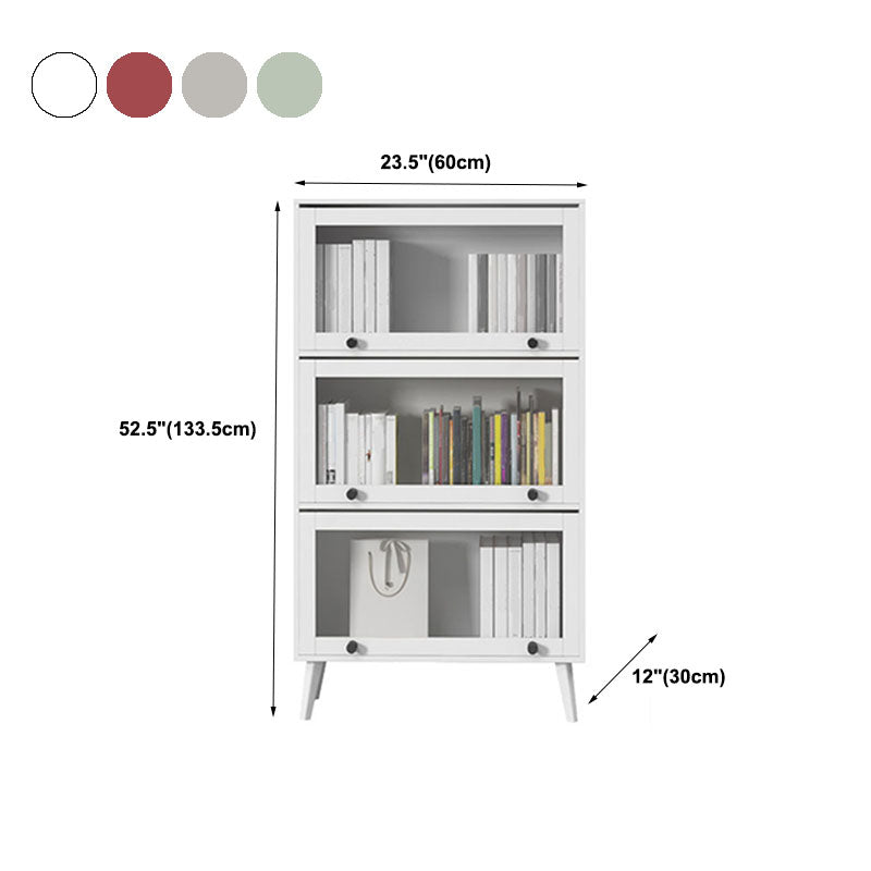 Modern Style Bookcase Closed Back Bookshelf with Glass Door for Home Office
