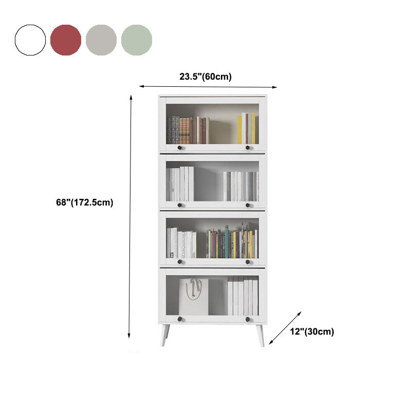 Modern Style Bookcase Closed Back Bookshelf with Glass Door for Home Office