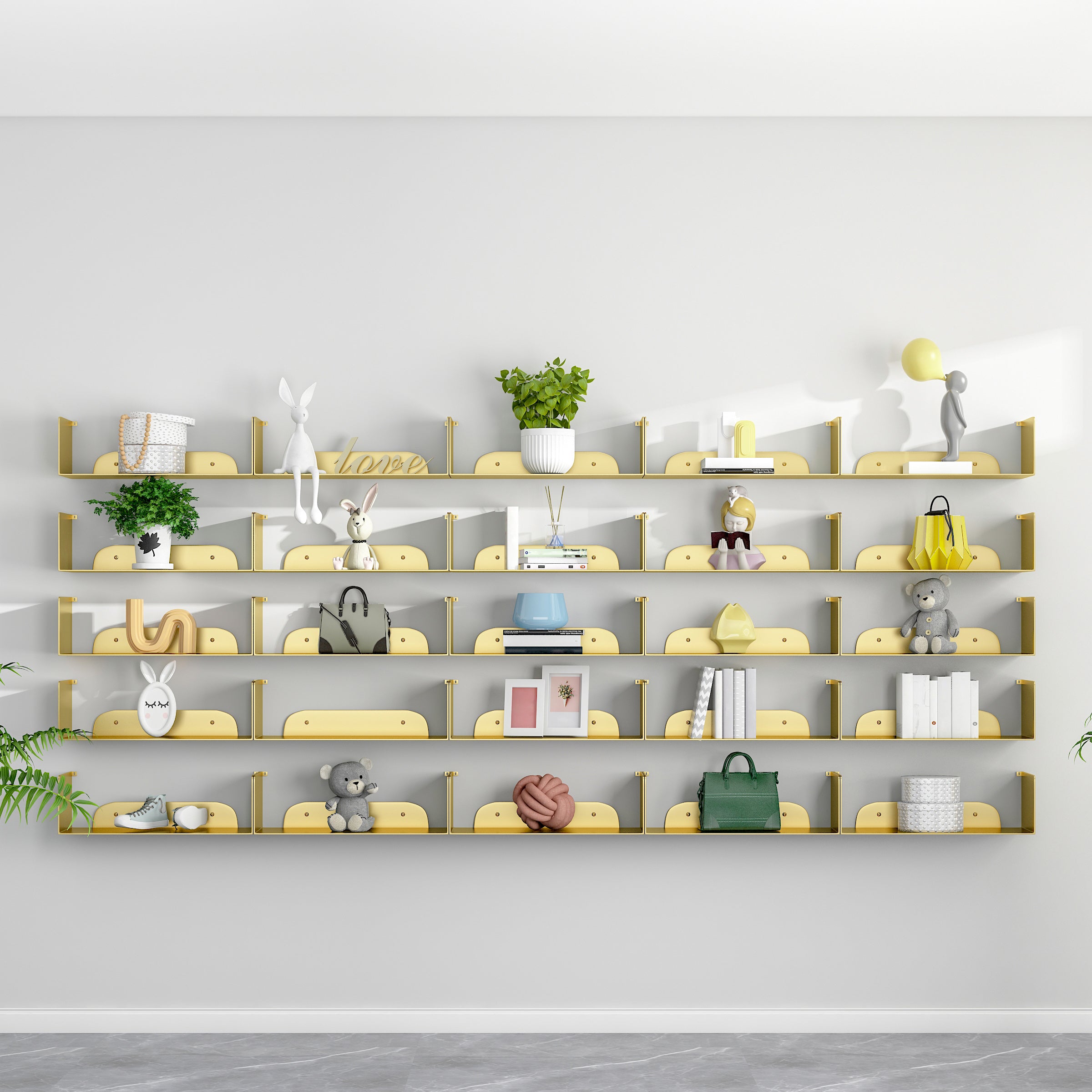 Modern Style Bookcase Metal Wall Mounted Bookshelf for Home Office