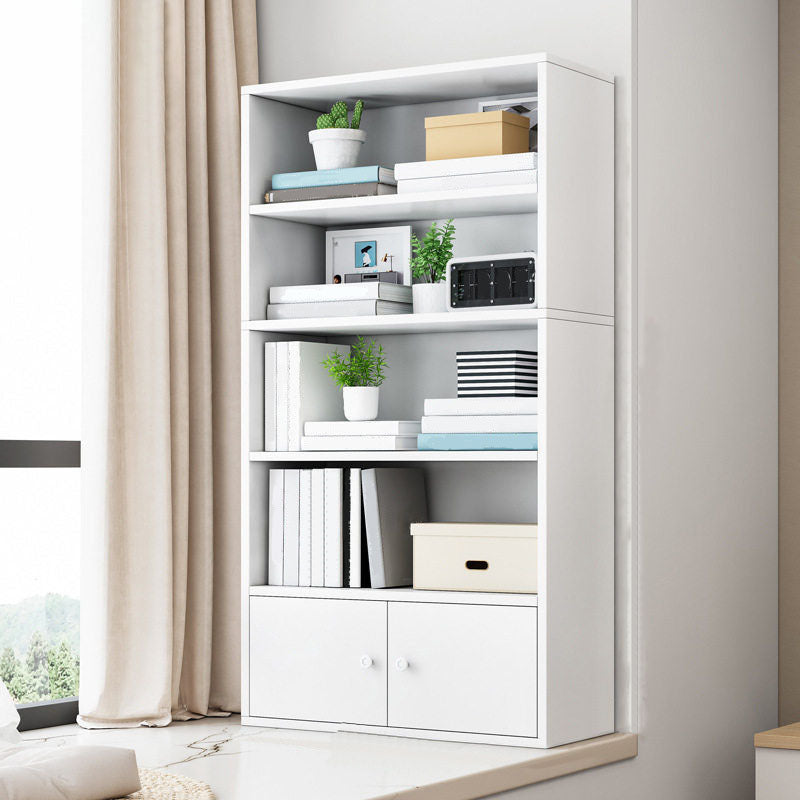 Modern Style Bookcase Wood Closed Back Bookshelf with Door for Office