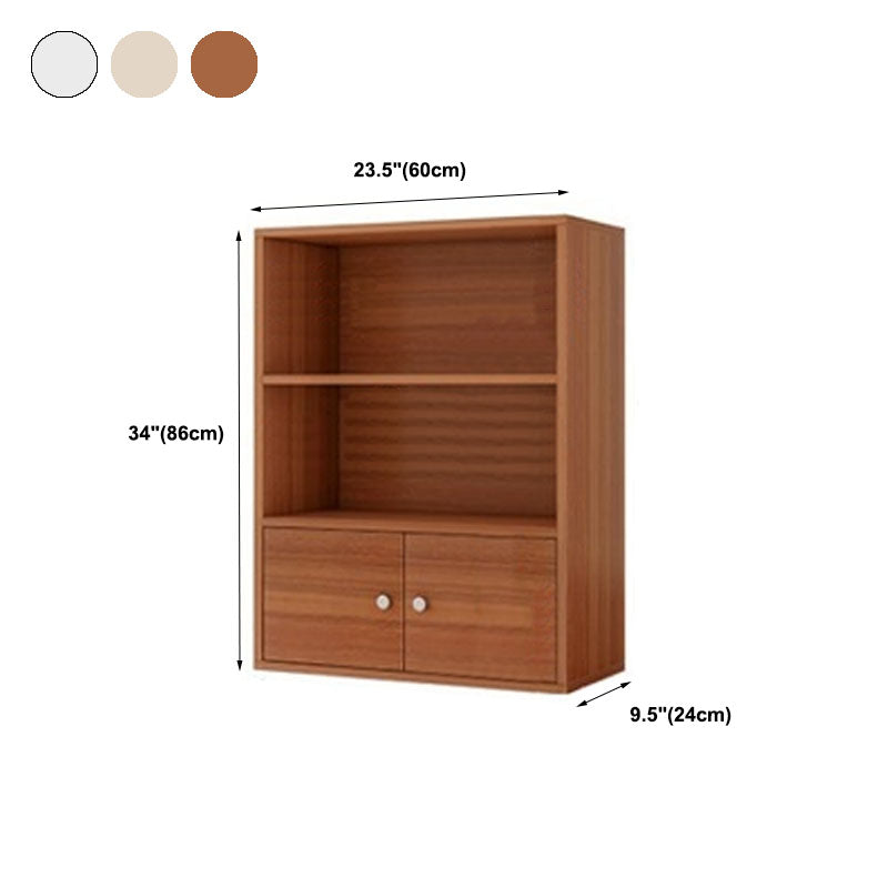 Modern Style Bookcase Wood Closed Back Bookshelf with Door for Office