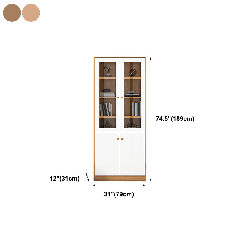 74.5"H Modern Bookcase Wood Closed Back Bookshelf with Door for Home Office