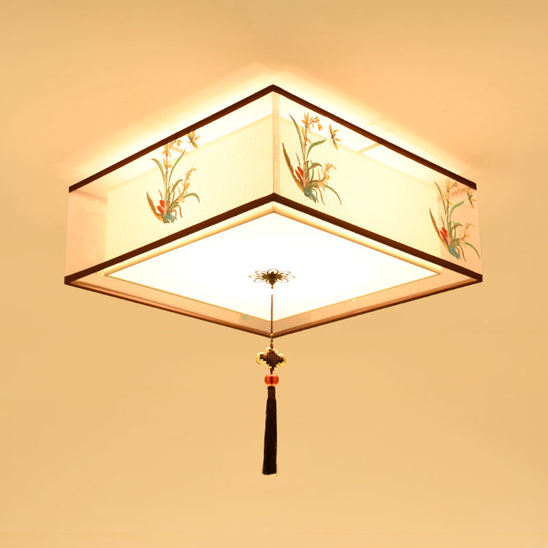 Traditional Style Fabric Ceiling Light Multi Lights Ceiling Mount Light