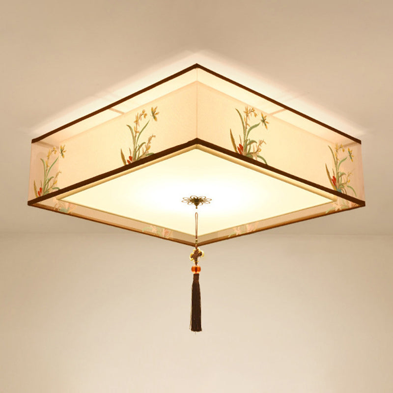 Traditional Style Fabric Ceiling Light Multi Lights Ceiling Mount Light