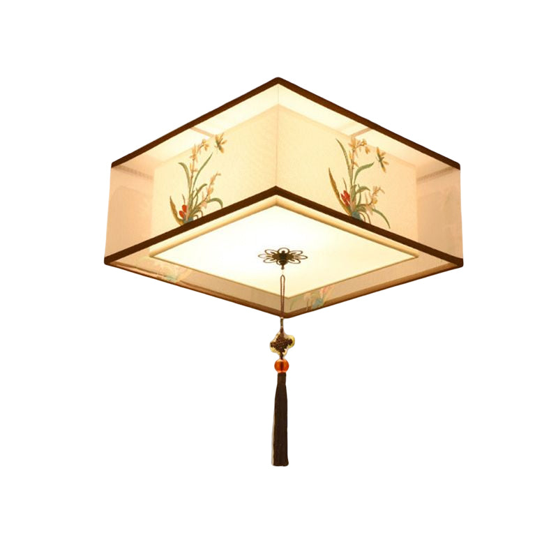 Traditional Style Fabric Ceiling Light Multi Lights Ceiling Mount Light