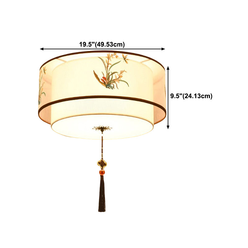 Traditional Style Fabric Ceiling Light Multi Lights Ceiling Mount Light
