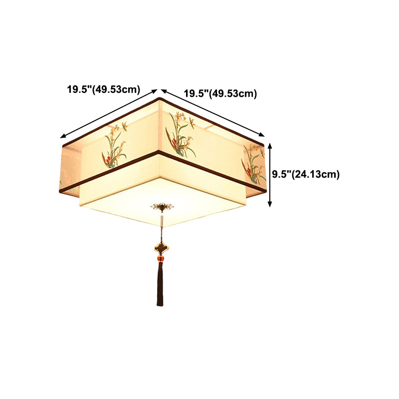 Traditional Style Fabric Ceiling Light Multi Lights Ceiling Mount Light