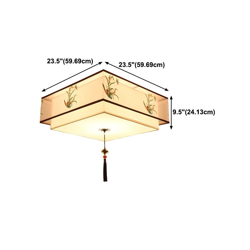 Traditional Style Fabric Ceiling Light Multi Lights Ceiling Mount Light