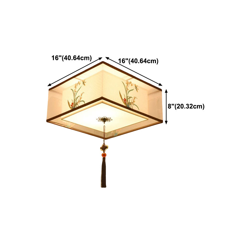 Traditional Style Fabric Ceiling Light Multi Lights Ceiling Mount Light