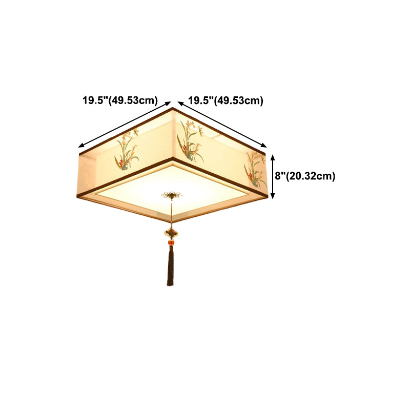 Traditional Style Fabric Ceiling Light Multi Lights Ceiling Mount Light