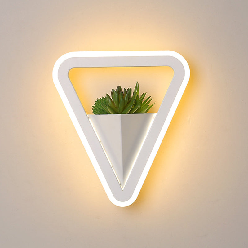 Geometry Metal Wall Light Modern Style 1 Light Wall Lamp in White(Plant Not Included)