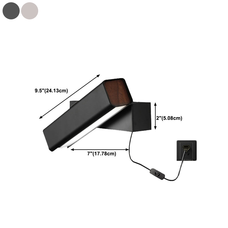 Rectangle Shape Metal Wall Lighting Idea Modern Style 1 Light Wall Light Fixture