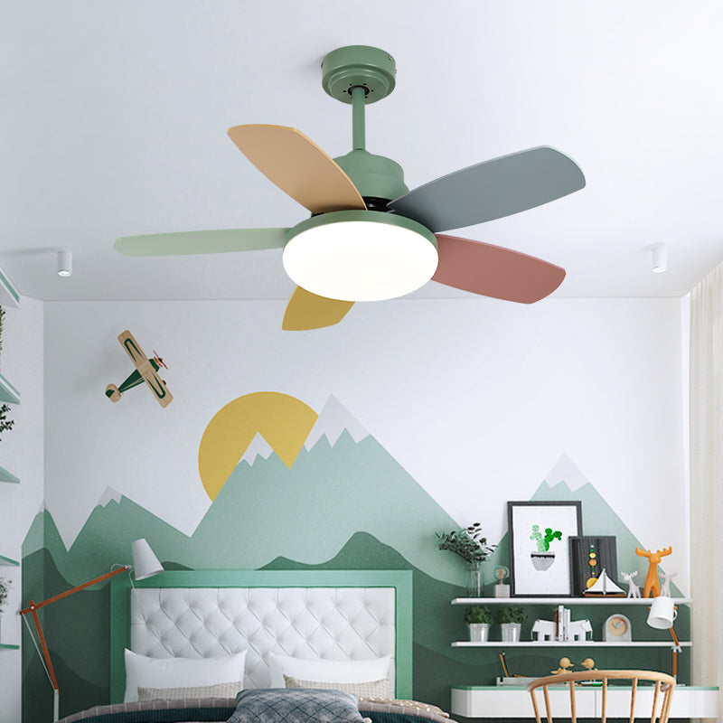 Metal Ceiling Fan Lighting Modern Style 1 Light Ceiling Fan Light for Children's Room