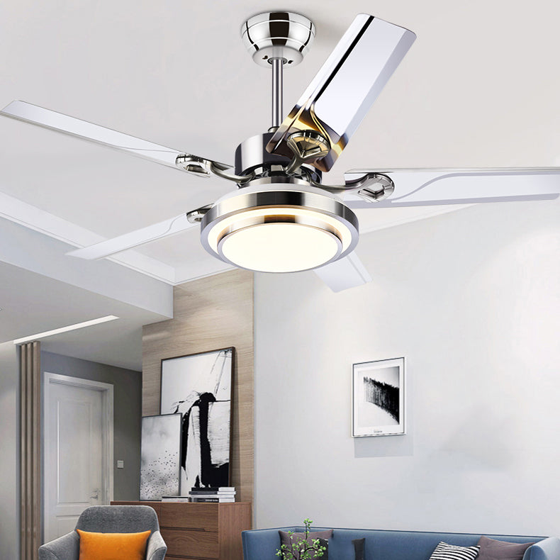 Unique Shape Metal Ceiling Fan Lighting Kids Style 1 Light Ceiling Fan Light in Silver