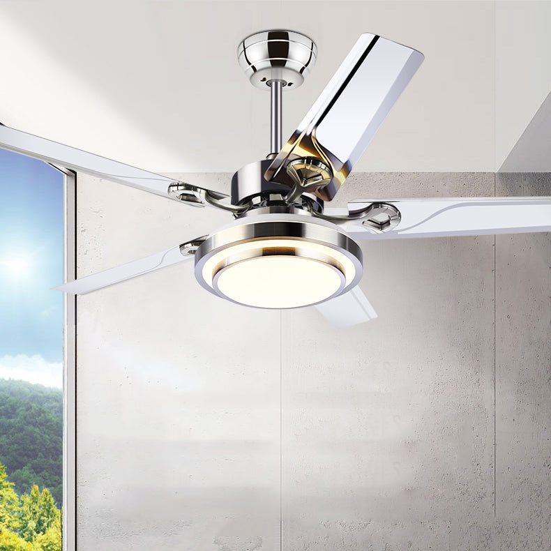 Unique Shape Metal Ceiling Fan Lighting Kids Style 1 Light Ceiling Fan Light in Silver