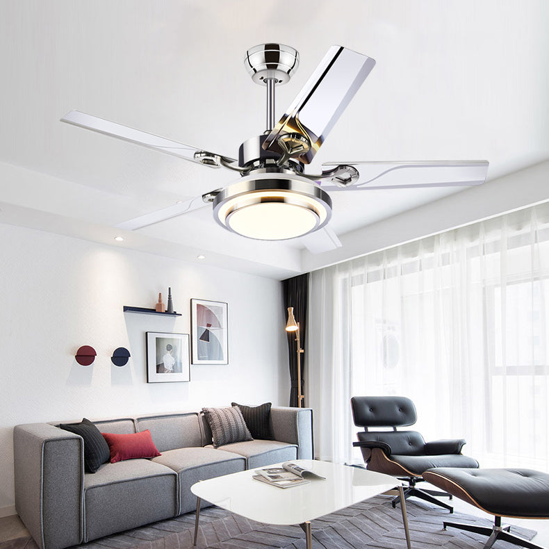 Unique Shape Metal Ceiling Fan Lighting Kids Style 1 Light Ceiling Fan Light in Silver