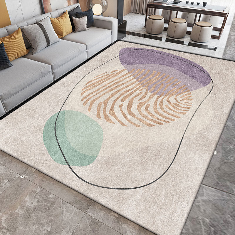 Beige Nordic Carpet Polyester Color Piece Area Rug Stain Resistant Rug for Sitting Room