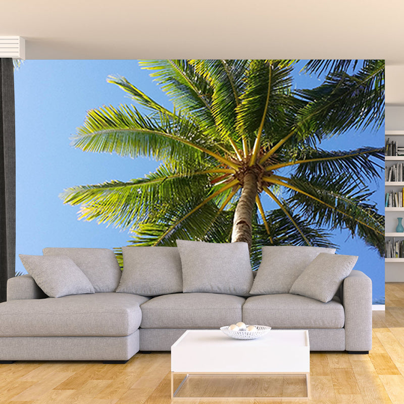 Pleasing Wall Mural Tropical Plant Leaf Patterned Drawing Room Wall Mural