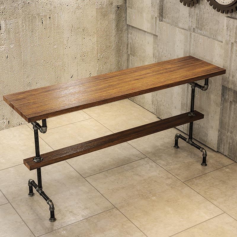 Rectangle Bar Dining Table Contemporary Bar Table with Black Trestle Base