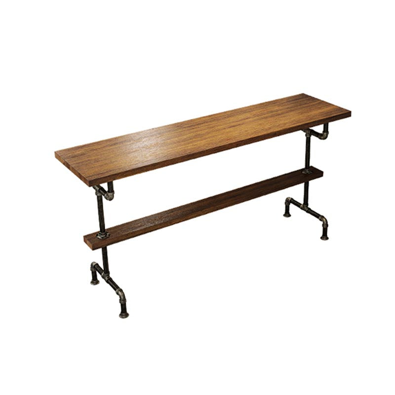 Rectangle Bar Dining Table Contemporary Bar Table with Black Trestle Base