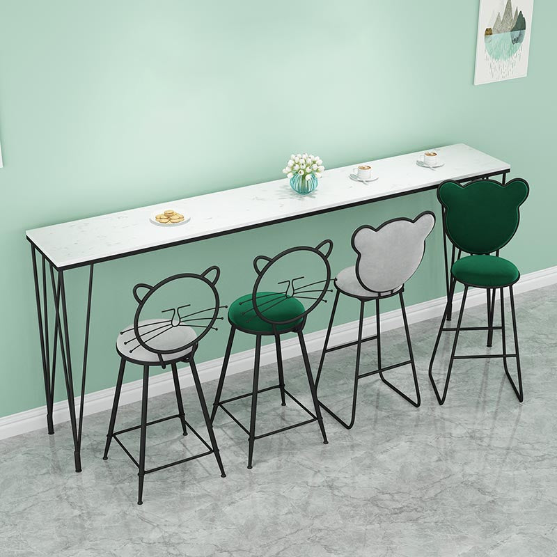 Stone Top Bar Dining Table Industrial Bar Dining Table with 4 Black Legs