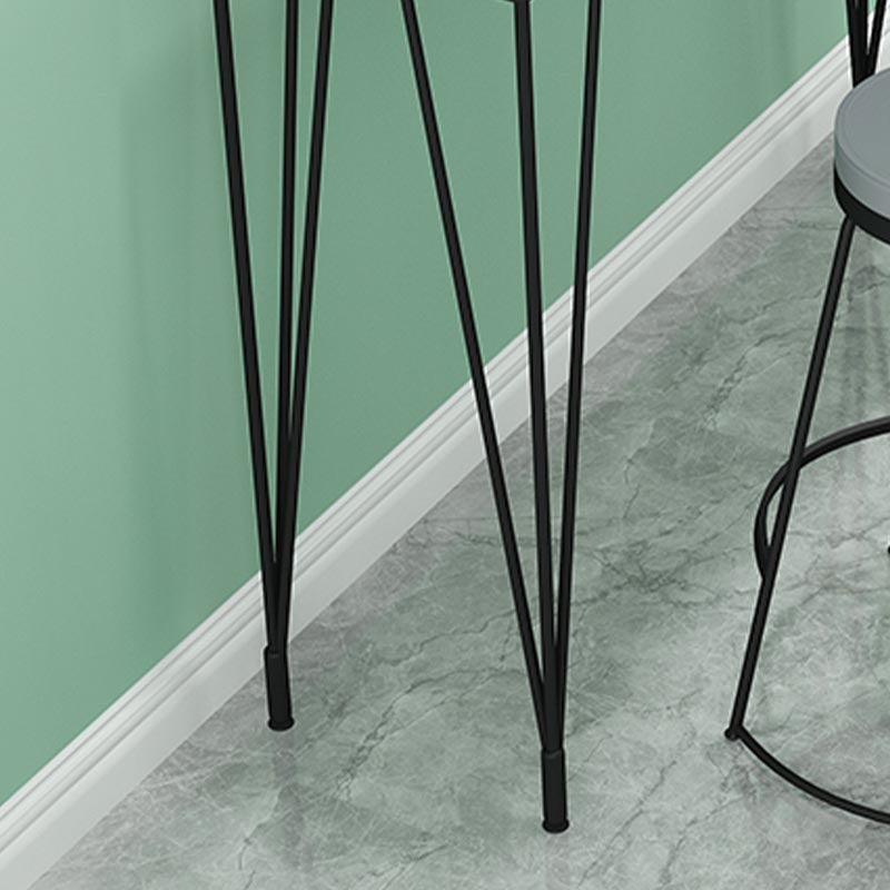 Stone Top Bar Dining Table Industrial Bar Dining Table with 4 Black Legs