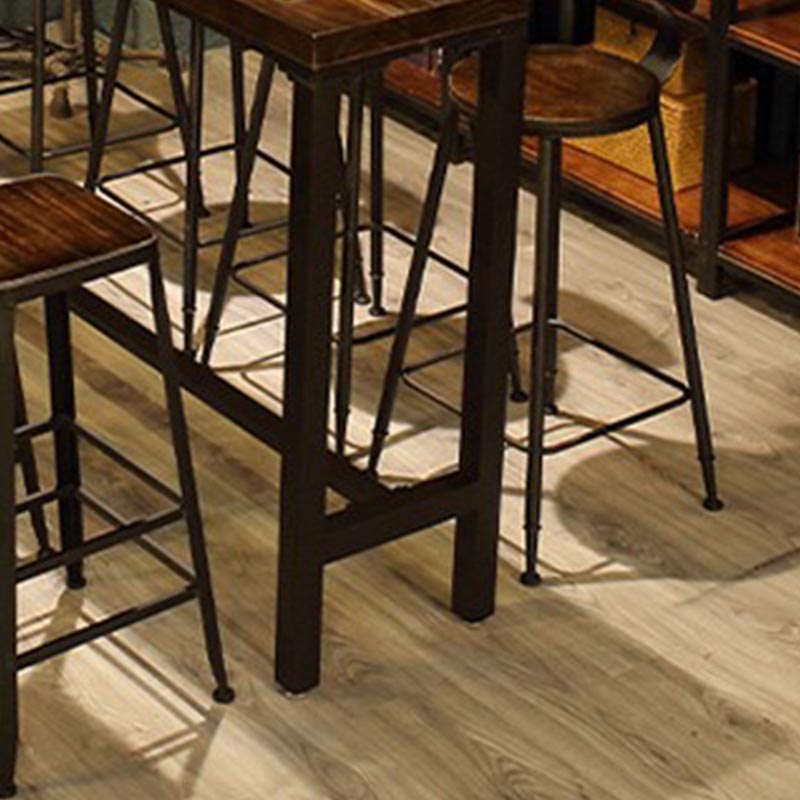 Pine Wood Top Bar Table Industrial Bar Dining Table with Black Trestle Base