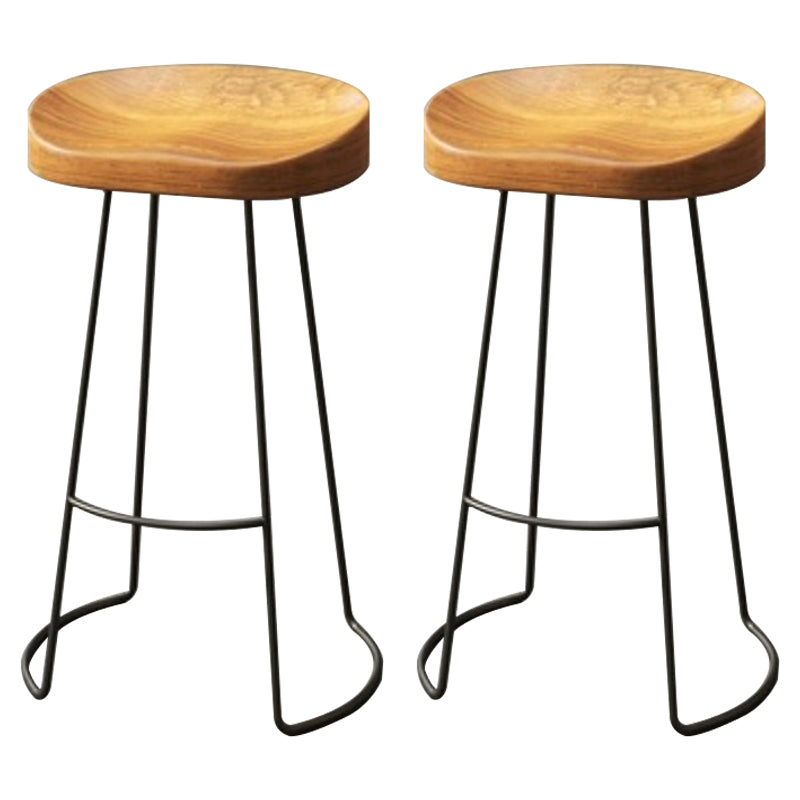 Coffee Shop Industrial Wood Barstool Metal Pedstal Bar Stool with Pedal